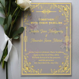 Convites Dourados para Casamento Real Personalizáv