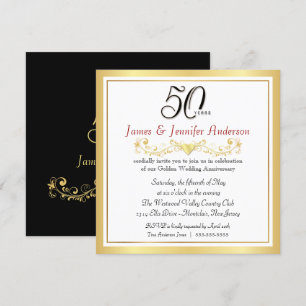 Convites Dourados para Festa de Aniversário de 50