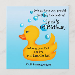 Convites Ducky de borracha do aniversário