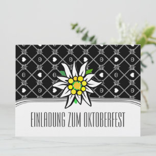 Convites Edelweiß, preto e branco, Oktoberfest
