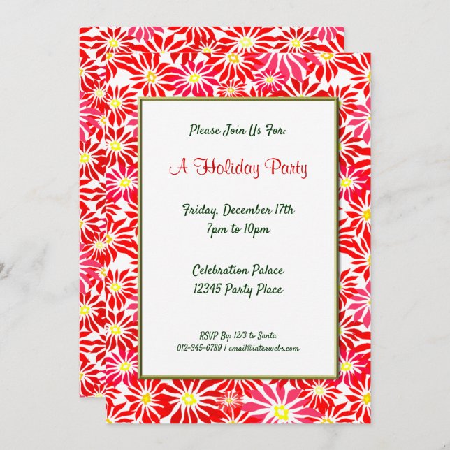 Convites Editáveis de Férias Red Poinsettias 5x7 (Frente/Verso)