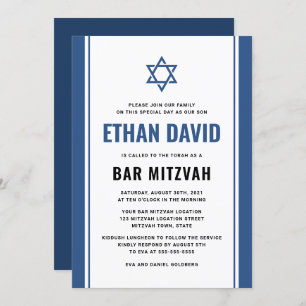 Convites Elegant Blue bar mitzvah