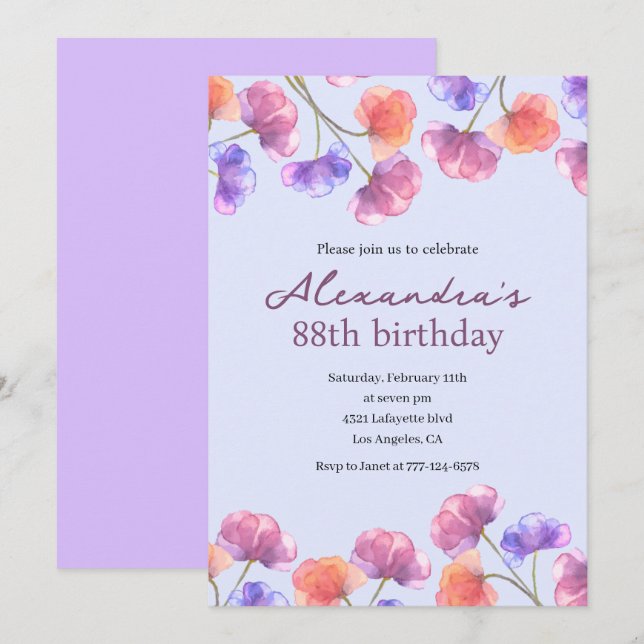 Convites Elegantes 88 Boho Floral Chic (Frente/Verso)
