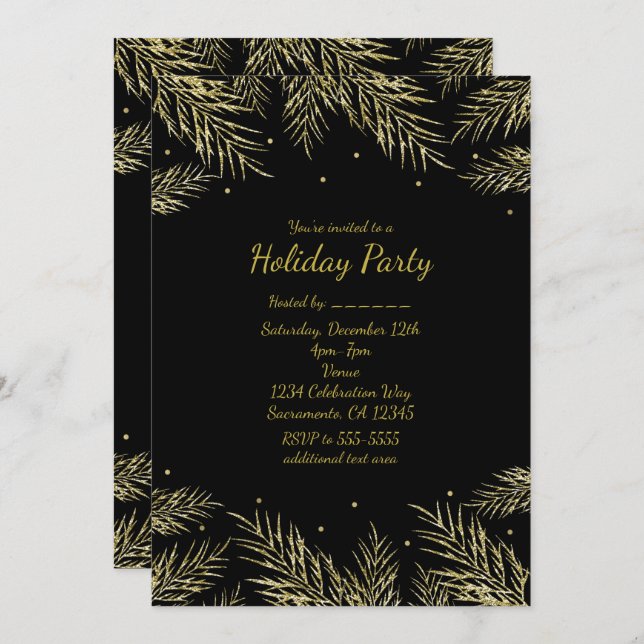 Convites Elegantes de Férias de Pinheiro Abeto & P (Frente/Verso)