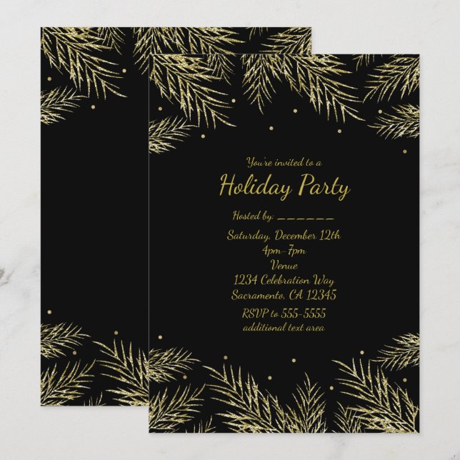 Convites Elegantes de Férias de Pinheiro de Abeto  (Frente/Verso)