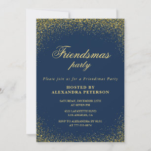 Convites elegantes de Friendsmas Dourado Glam Nava