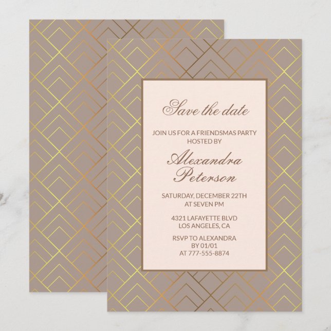 Convites elegantes de Friendsmas Salve a data (Frente/Verso)