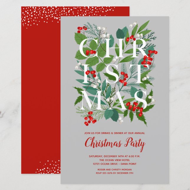 Convites elegantes de Natal (Frente/Verso)