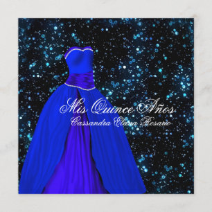 Convites Elegantes de Quinceanera Azul Real