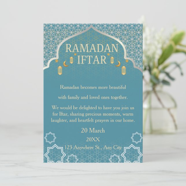 Convites Elegantes de Ramadan Mubarak – Iftar em F (Em pé/Frente)