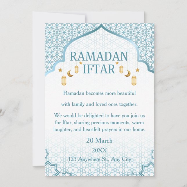 Convites Elegantes de Ramadan Mubarak – Iftar Fami (Frente)