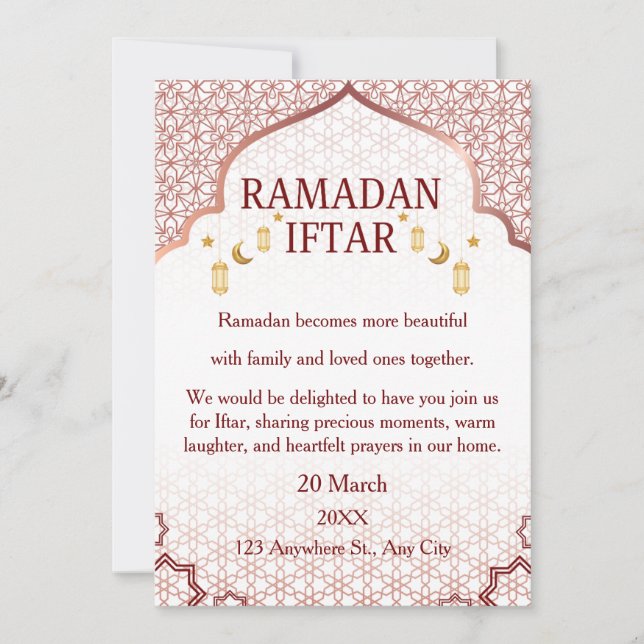 Convites Elegantes de Ramadan Mubarak – Iftar Fami (Frente)