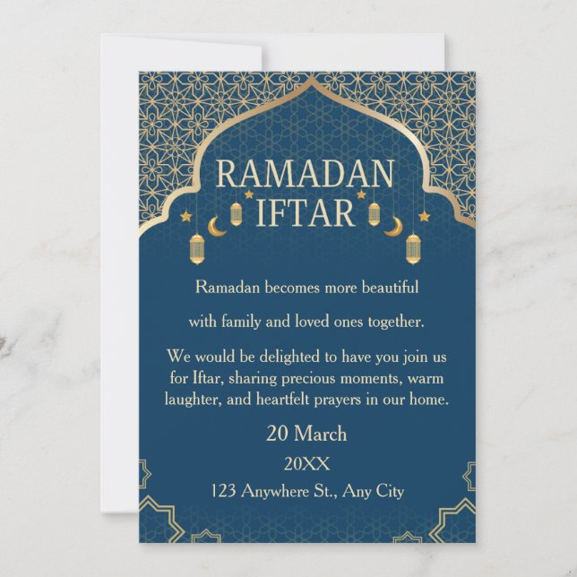 Convites Elegantes de Ramadan Mubarak – Iftar Fami (Frente)