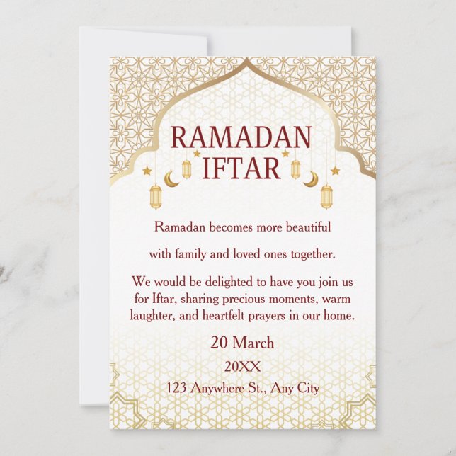 Convites Elegantes de Ramadan Mubarak – Iftar Fami (Frente)