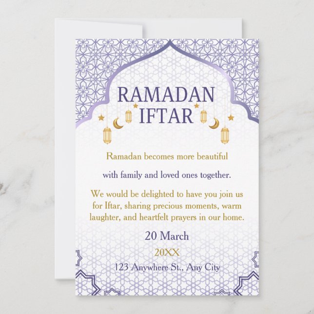 Convites Elegantes de Ramadan Mubarak – Iftar Fami (Frente)