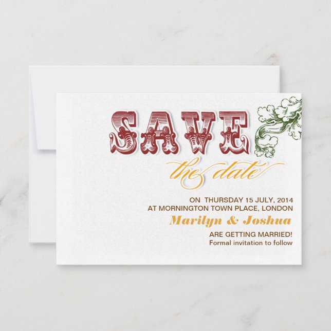 convites elegantes de save the date vintage branco (Frente)