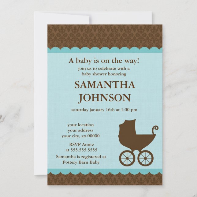 Convites elegantes do damasco e da carruagem de (Frente)