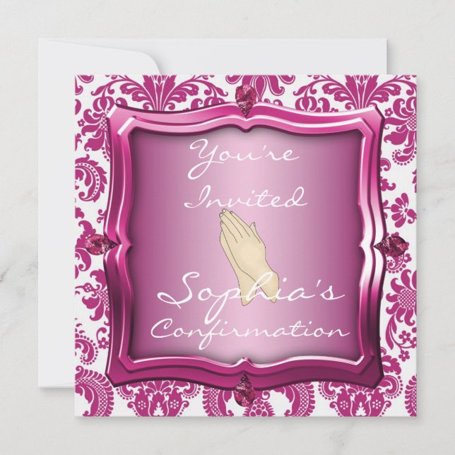 CONVITES elegantes do design do damasco da (Frente)