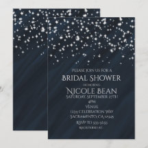 Convites Elegantes Glamour Estrelas Azuis e Brilha