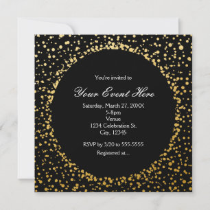 Convites Elegantes Glamour Pontos Confete Dourado