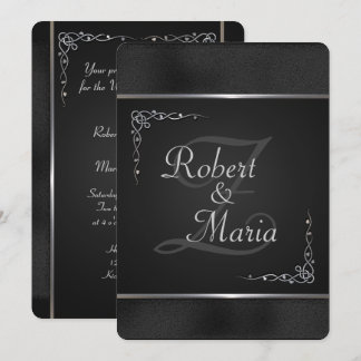 Convites Elegantes para Casamento de Preto e Prata