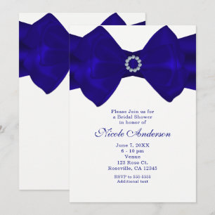 Convites Elegantes Royal Blue Ribbon & Diamonds