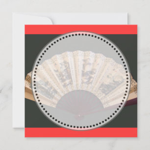 Convites em branco de leque de bambu e seda chines