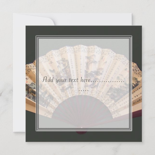 Convites em branco de leque de bambu e seda chines (Frente)