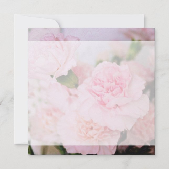 convites em branco para festas com flores de cravo (Frente)