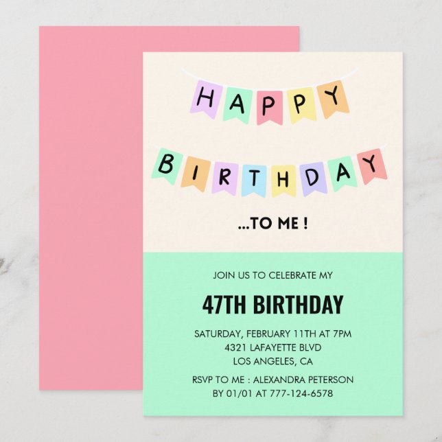 Convites engraçados de aniversário de 47 anos Feli (Frente/Verso)
