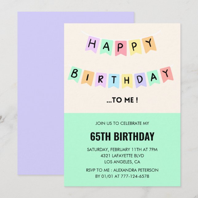 Convites engraçados de aniversário de 65 anos Feli (Frente/Verso)