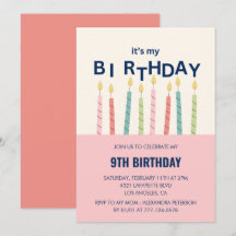 Convites engraçados de aniversário de 9 anos Vela 