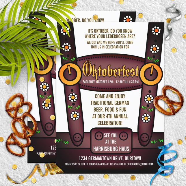 Convites engraçados de festa Oktoberfest com Leder (Criador carregado)