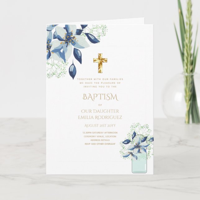 Convites Florais BAPTISM 4pg - Programa (Frente)