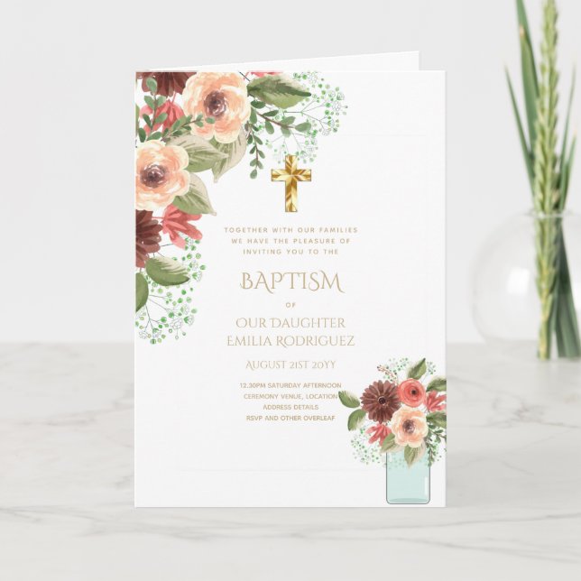 Convites Florais BAPTISMO 4pg - Programa (Frente)