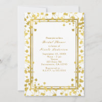 Convites Florais Chic Branco & Dourado para Bebê