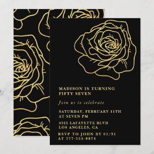 Convites florais de aniversário de 57 anos Black G