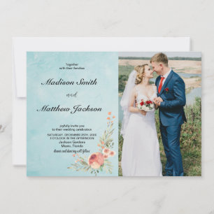 Convites Florais de Casamento com Fotografia