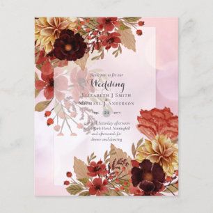 Convites Florais De Casamento - Dusky