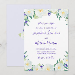 Convites florais do casamento dos rosas brancos &