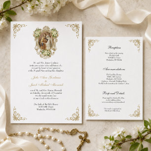 CONVITES FLORAIS DOURADOS DE CASAMENTO CATÓLICO