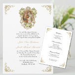 CONVITES FLORAIS DOURADOS DE CASAMENTO CATÓLICO<br><div class="desc">Apresentando um belo Casamento vintage Elegante Católico Convite para o Betrotalal da Virgem Maria e Ruas. José com vintage dourframe e flores brancas. Todo texto pode ser facilmente personalizado.</div>