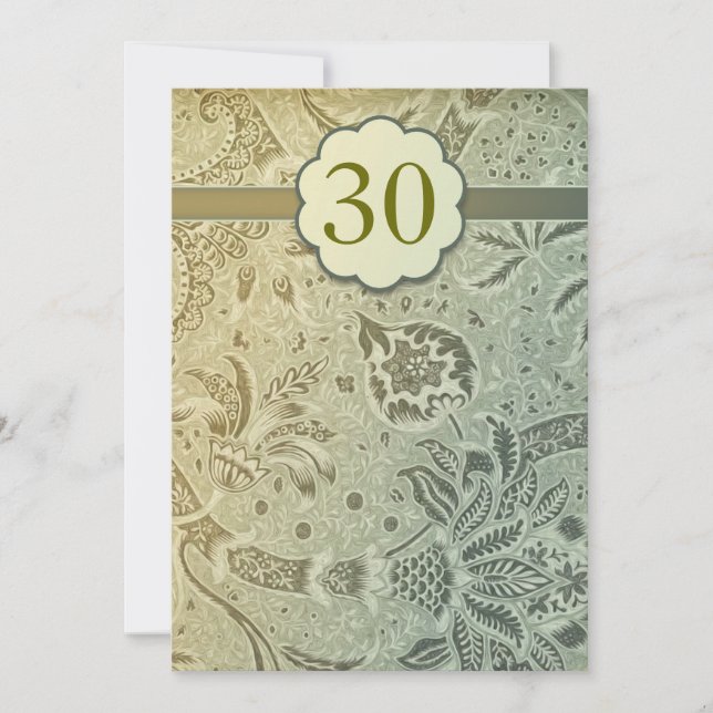convites florais verdes para 30º aniversário de ca (Frente)