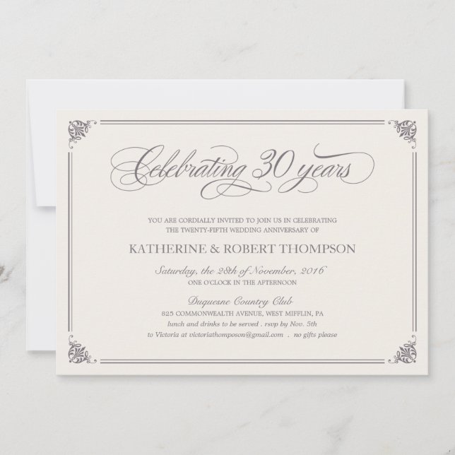 Convites Formais de 30º Aniversário (Frente)