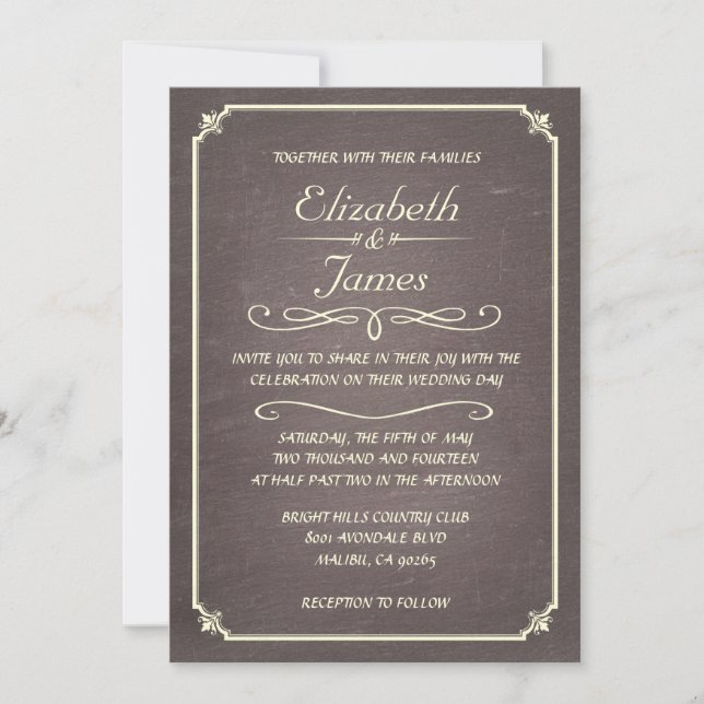 Convites Formais de Casamento com Chalkboard (Frente)