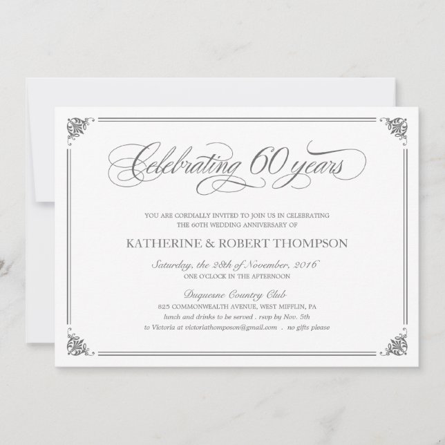 Convites formais para 60 anos (Frente)