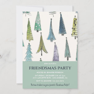 Convites Friendsmas Árvores de Natal verdes fofas