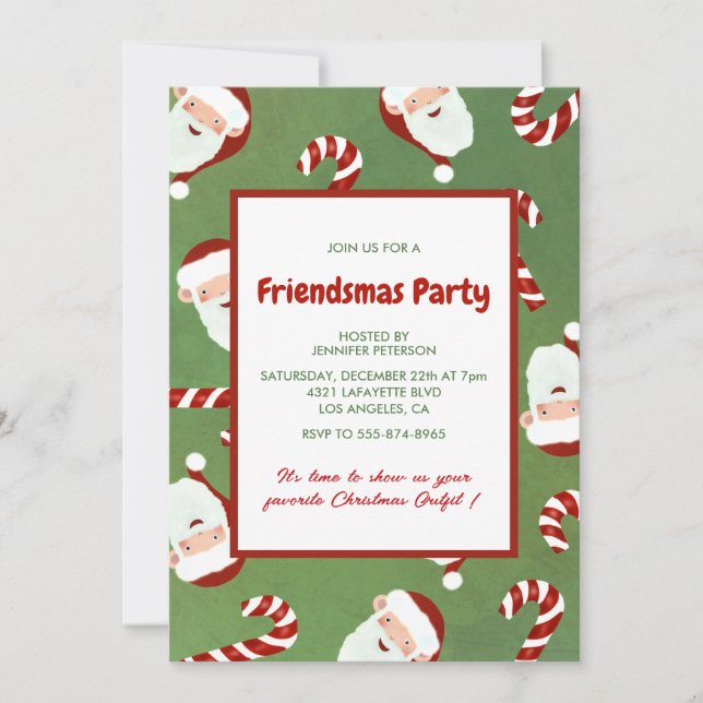 Convites Friendsmas Natal Fofo Açúcar de cevada (Frente)