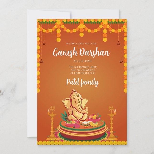 Convites Ganesh Convites digitais Ganpati Ganesh (Frente)