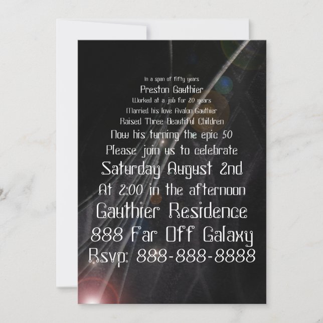 Convites Geeky galácticos épicos do aniversário (Frente)